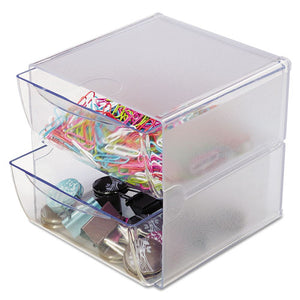 Stackable Cube Organizer, 2 Drawers, 6 x 7 1/8 x 6, Clear