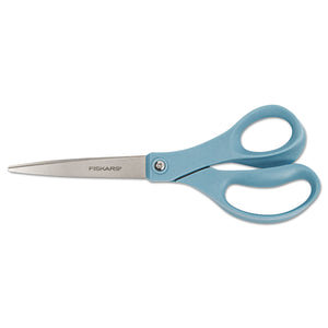 EACH: Contoured Performance Scissors, 8" Long, 3.5" Cut Length, Blue Straight Handle