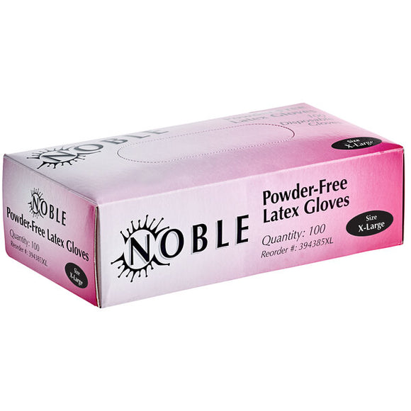 Noble Products Large Powdered Disposable Latex Gloves for Foodservice -  Case of 1000 (10 Boxes of 100)