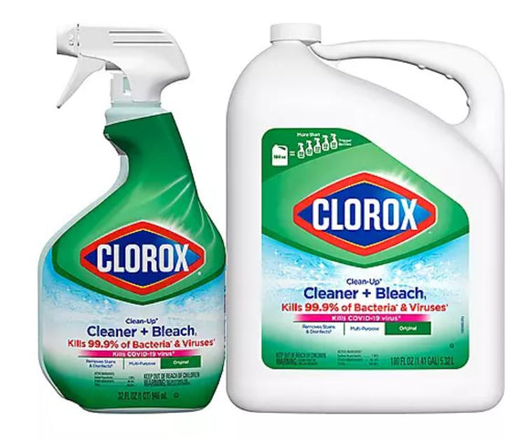 Clorox Clean-Up All-Purpose Cleaner with Bleach, Original, 32 oz. Spray and 180 oz. Refill Bottle