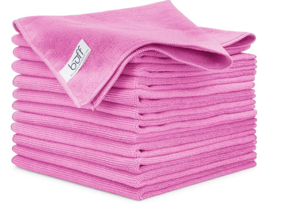 Buff Microfiber Cleaning Cloth | Pink (12 Pack) | Size 16